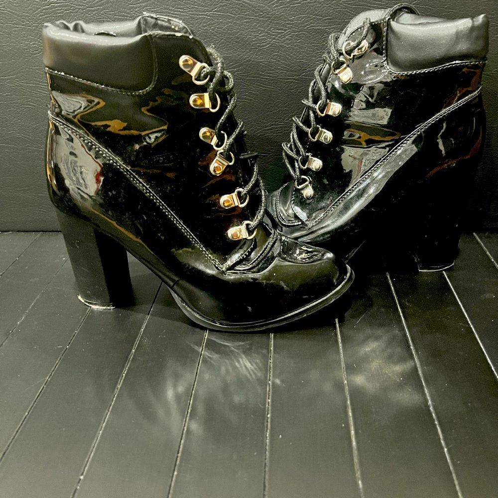 Shiny Laced Booties